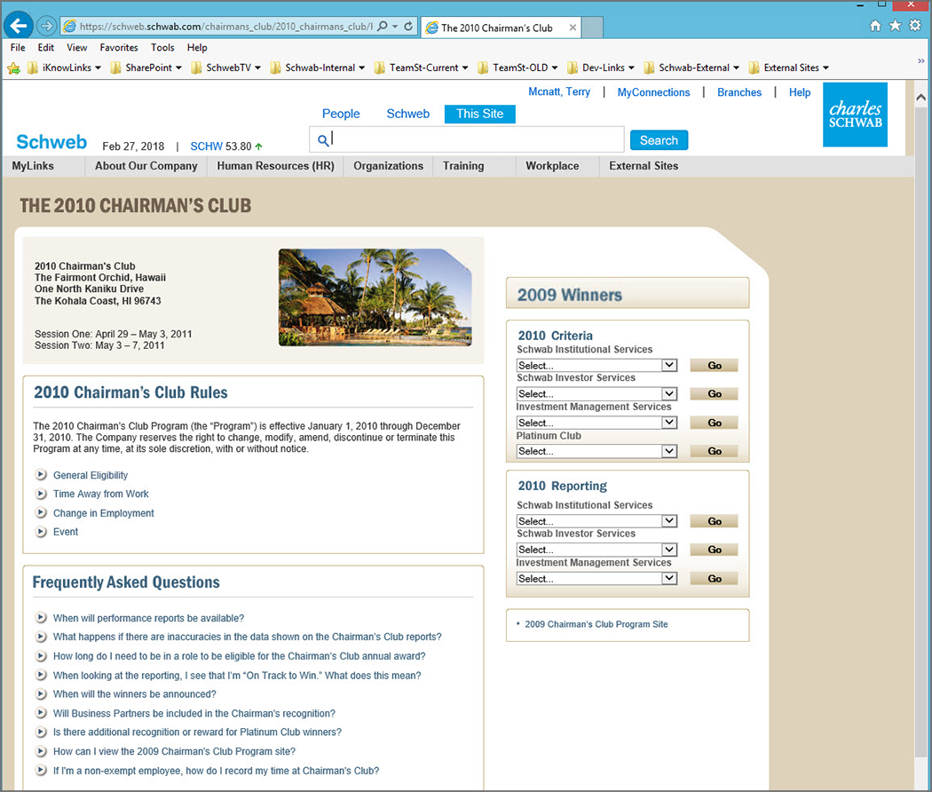 Schwab Chairman's Club - 2010