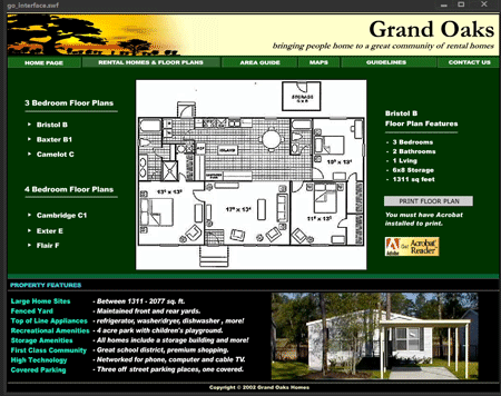 Grand Oaks Homes - Flash UI Website