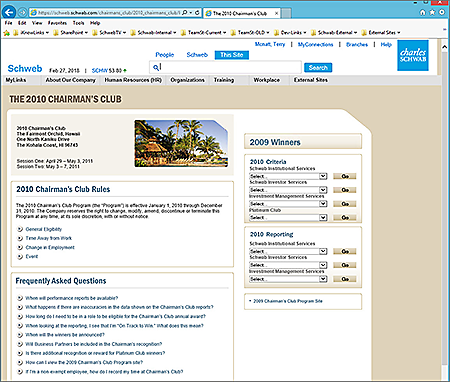 Schwab Chairman's Club - 2010