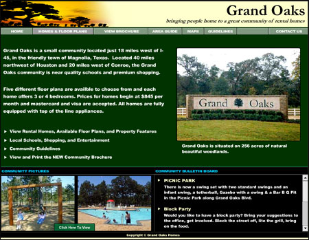 Grand Oaks Homes - Flash UI Website